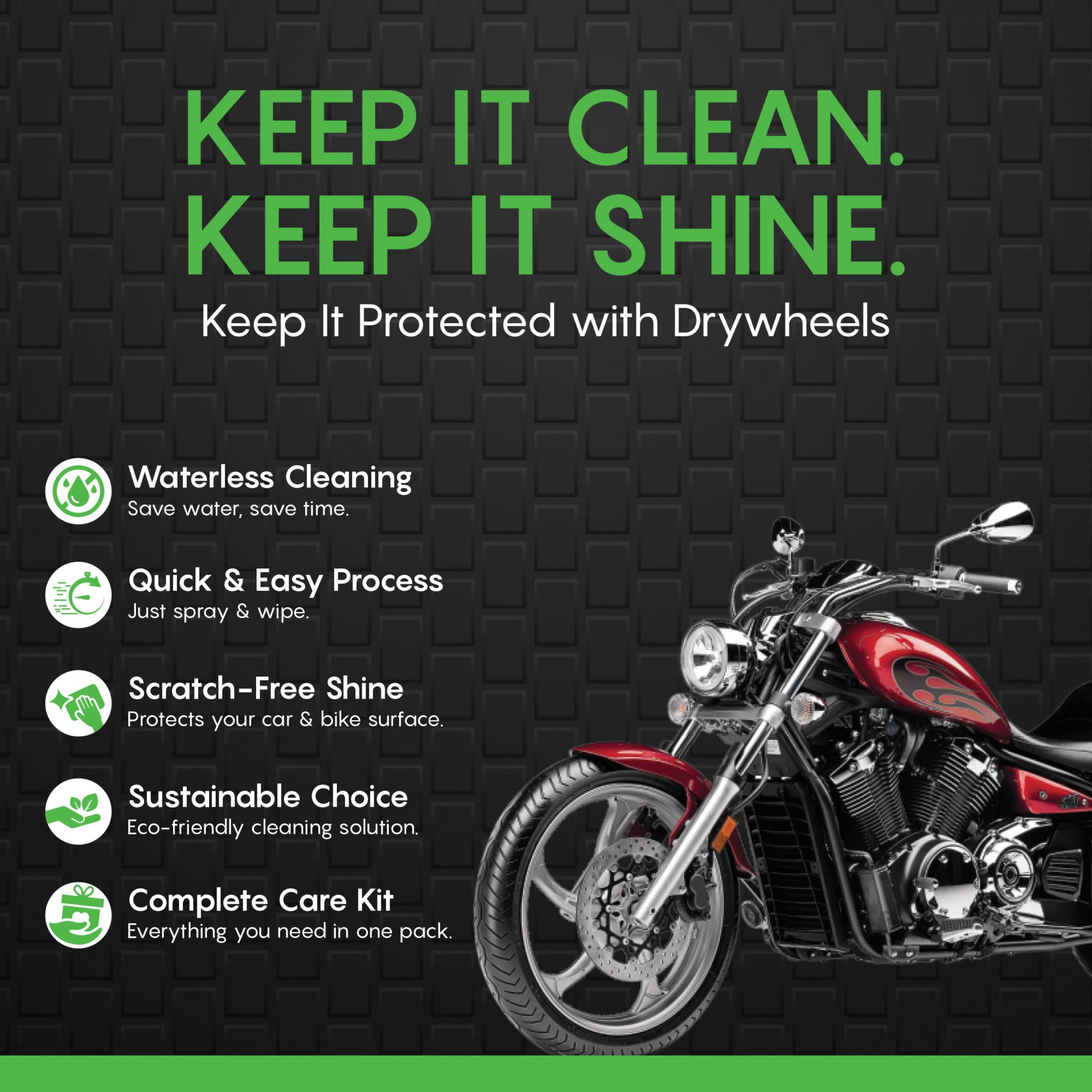 Bike Care Kit – Waterless Wash & Wax, Concentrate & Microfiber Towel / Waterless Car Wash & Wax Kit